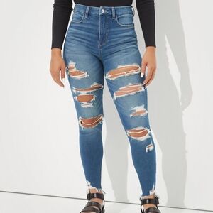 Women's Blue Distressed Jeans
